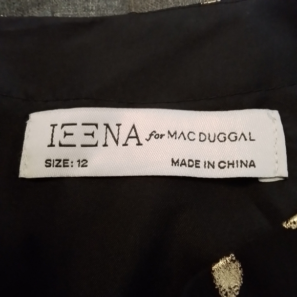 NWT IEENA for Mac Duggal Black & Gold Dot Tiered Ruffle Dress - 12 - Picture 15 of 16